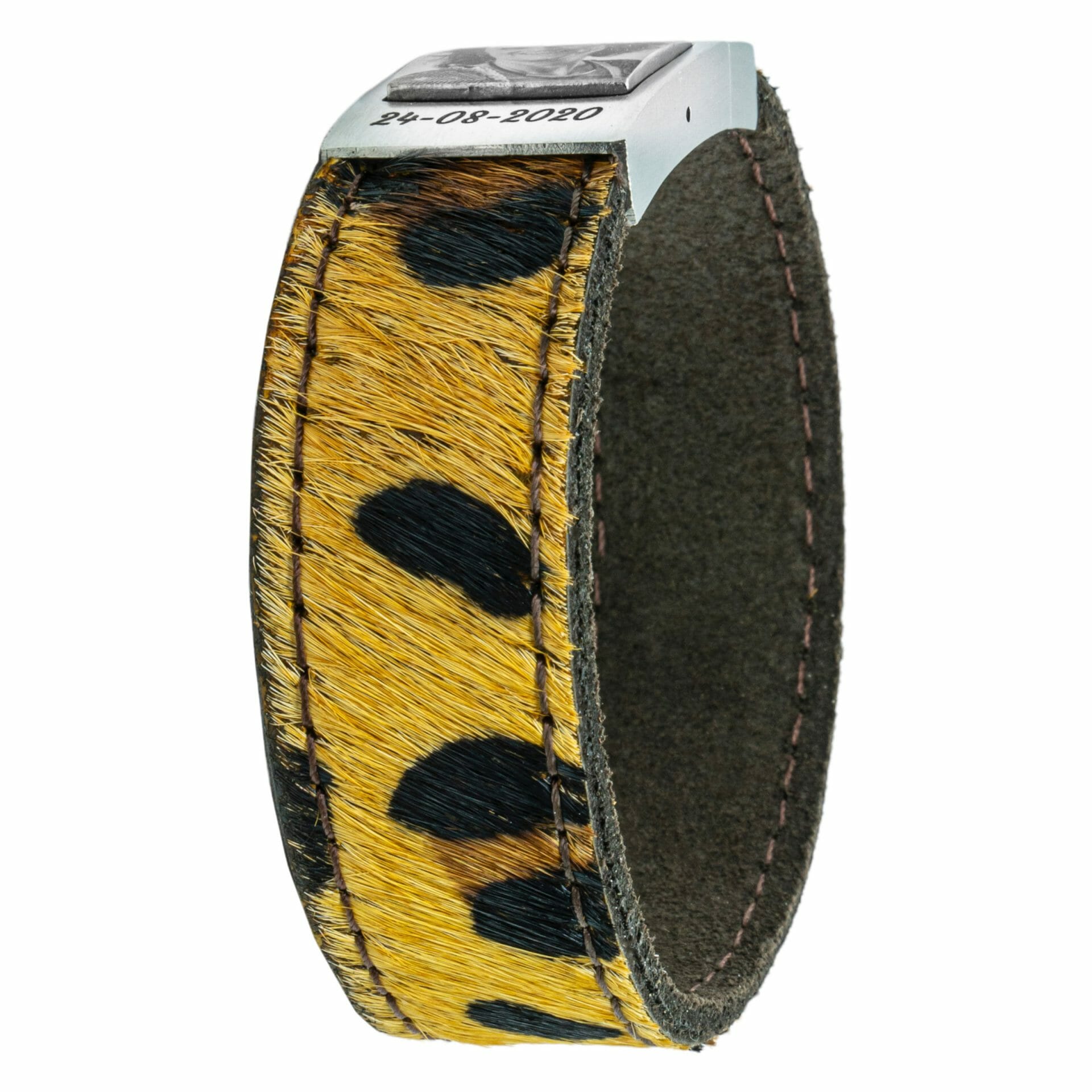 Luipaard print leren Fotoarmband met eigen foto