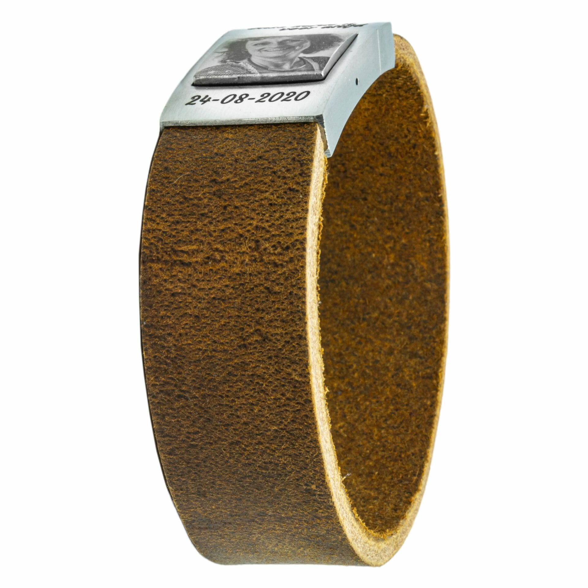 Vintage leren Fotoarmband met eigen foto