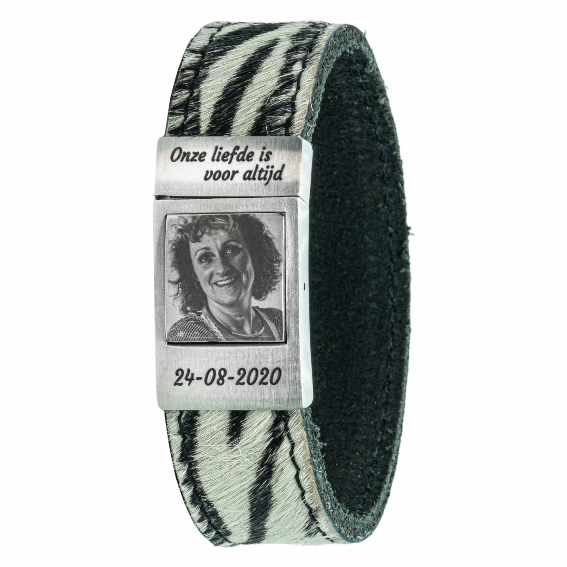 Fotoarmband - Zebra leer met eigen foto