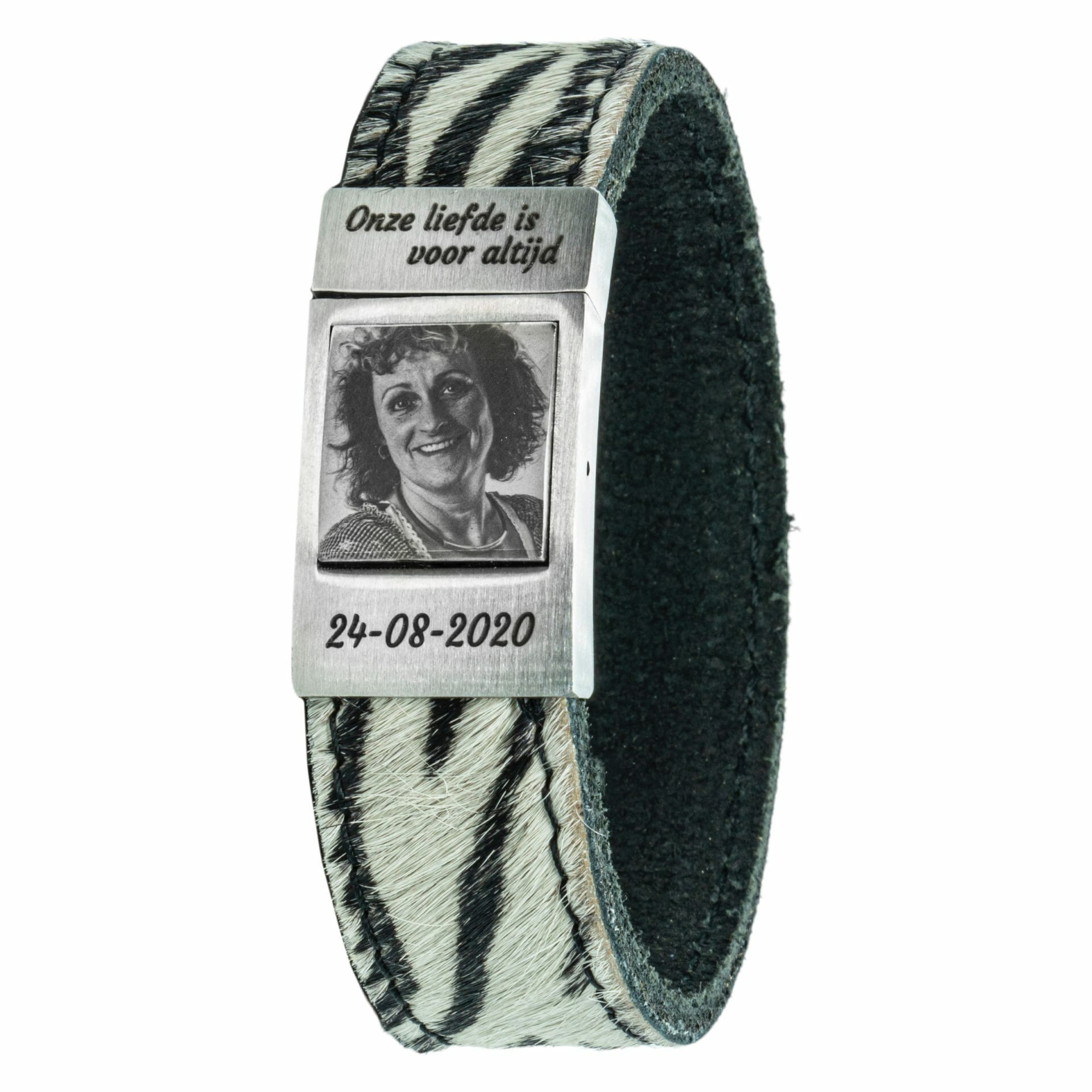 Fotoarmband - Zebra leer met eigen foto