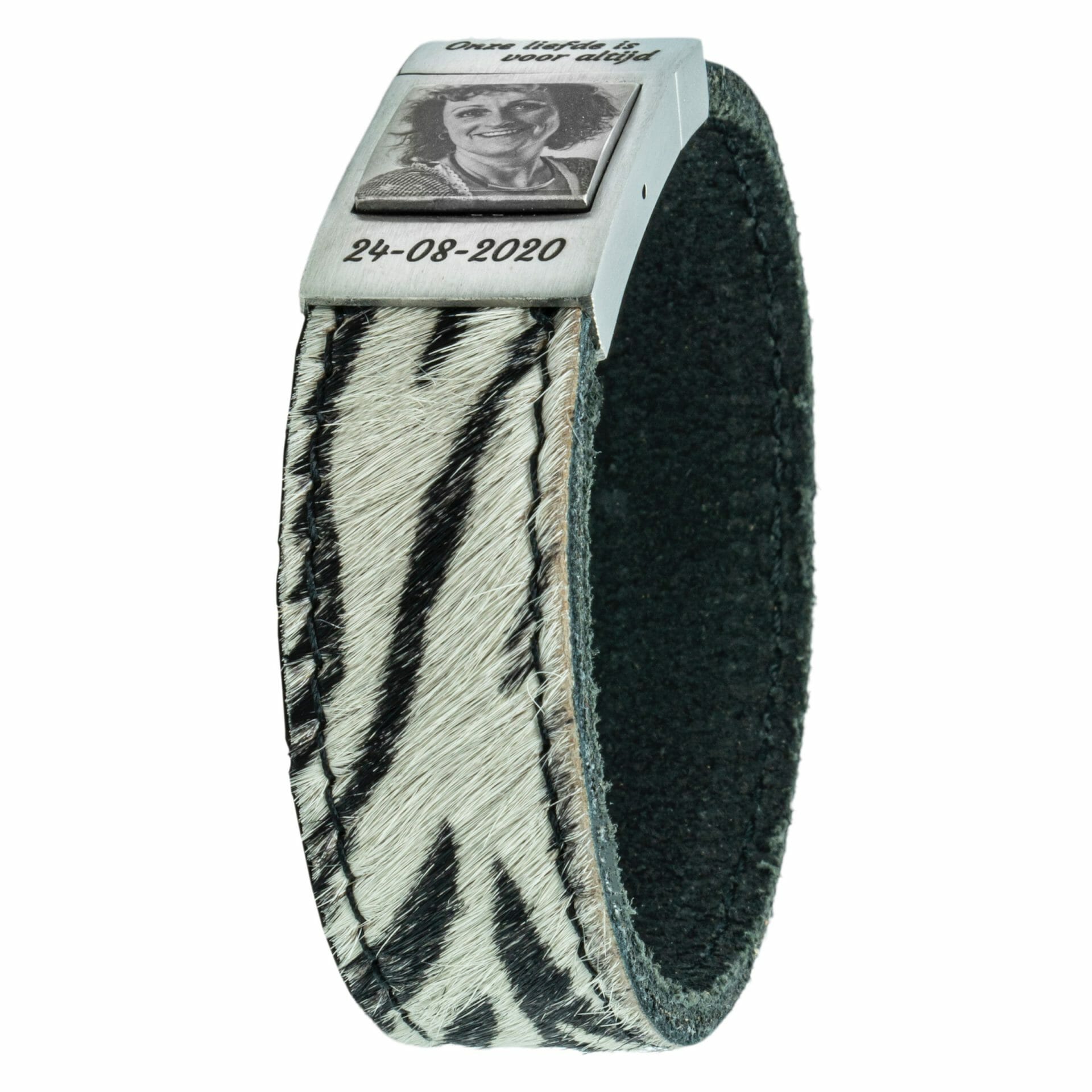Fotoarmband - Zebra leer met eigen foto