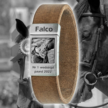Paarden armband met eigen foto gravure (sneb, kol, bles)