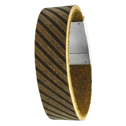 Vingerafdruk armband Italiaans leer - Striped Edition