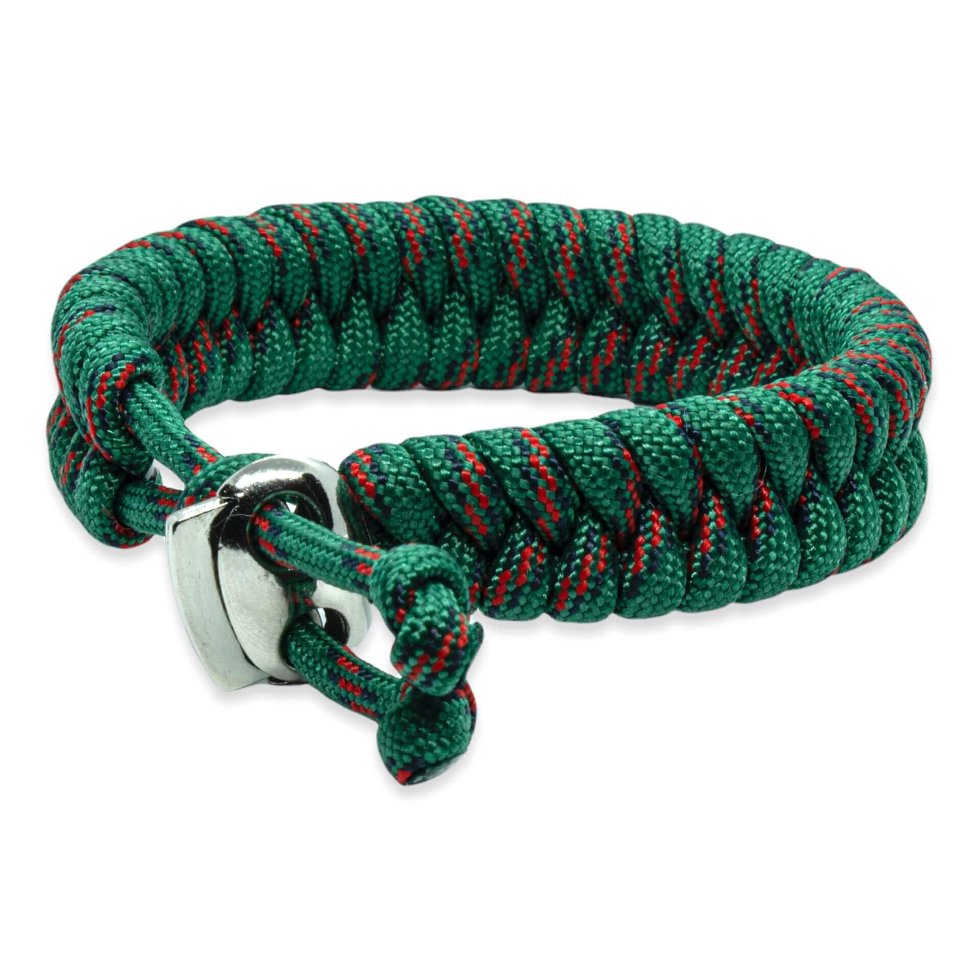 Viking Armband – Scandinavisch Gevlochten Touw (Zwart/Rood/Groen)