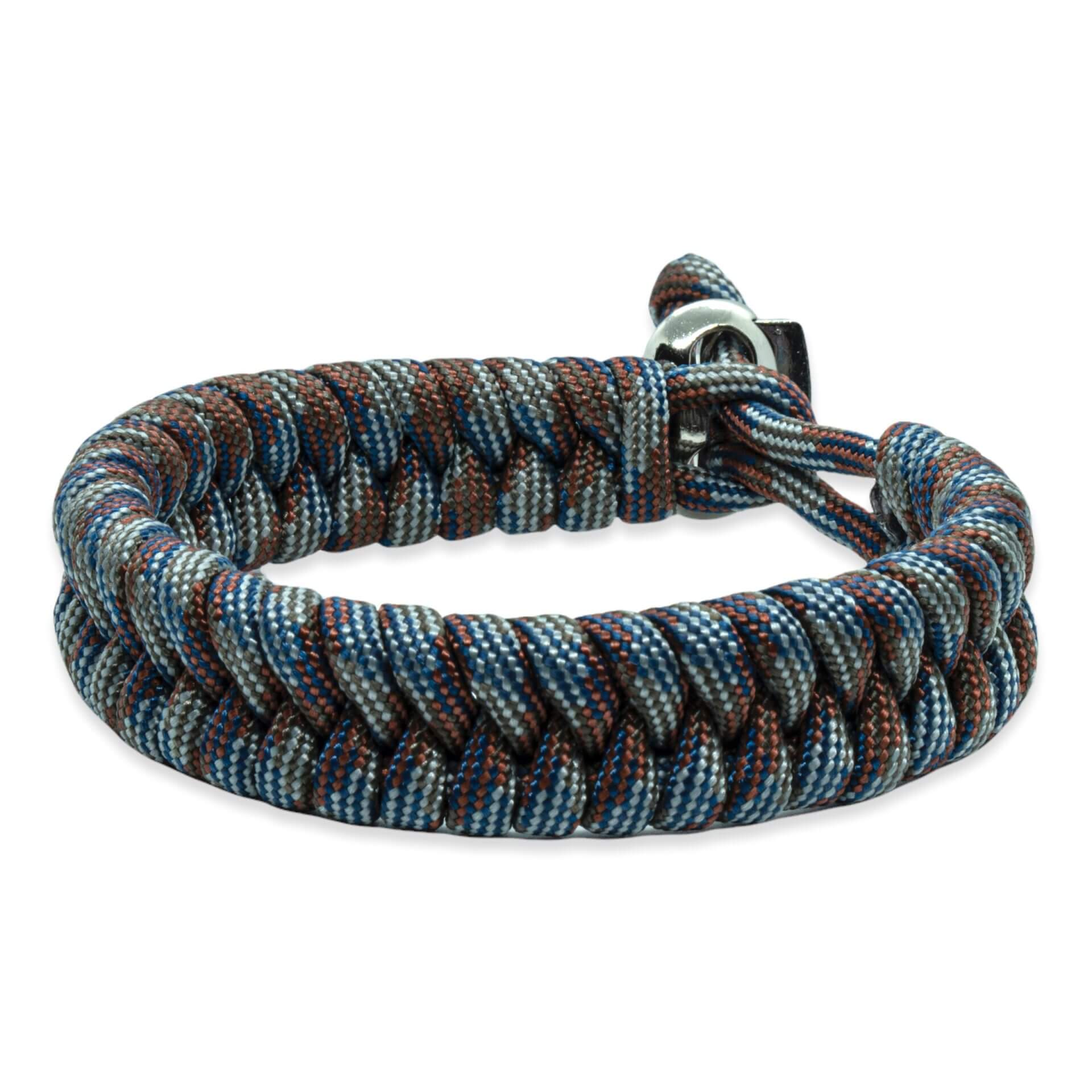 Viking Armband – Scandinavisch Gevlochten Touw (Bruin/blauw/grijs)