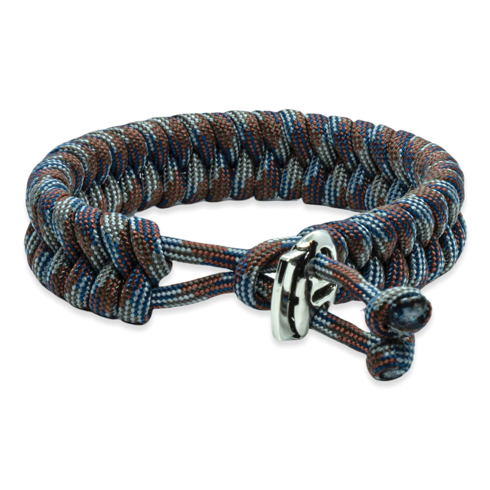 Viking Armband – Scandinavisch Gevlochten Touw (Bruin/blauw/grijs)