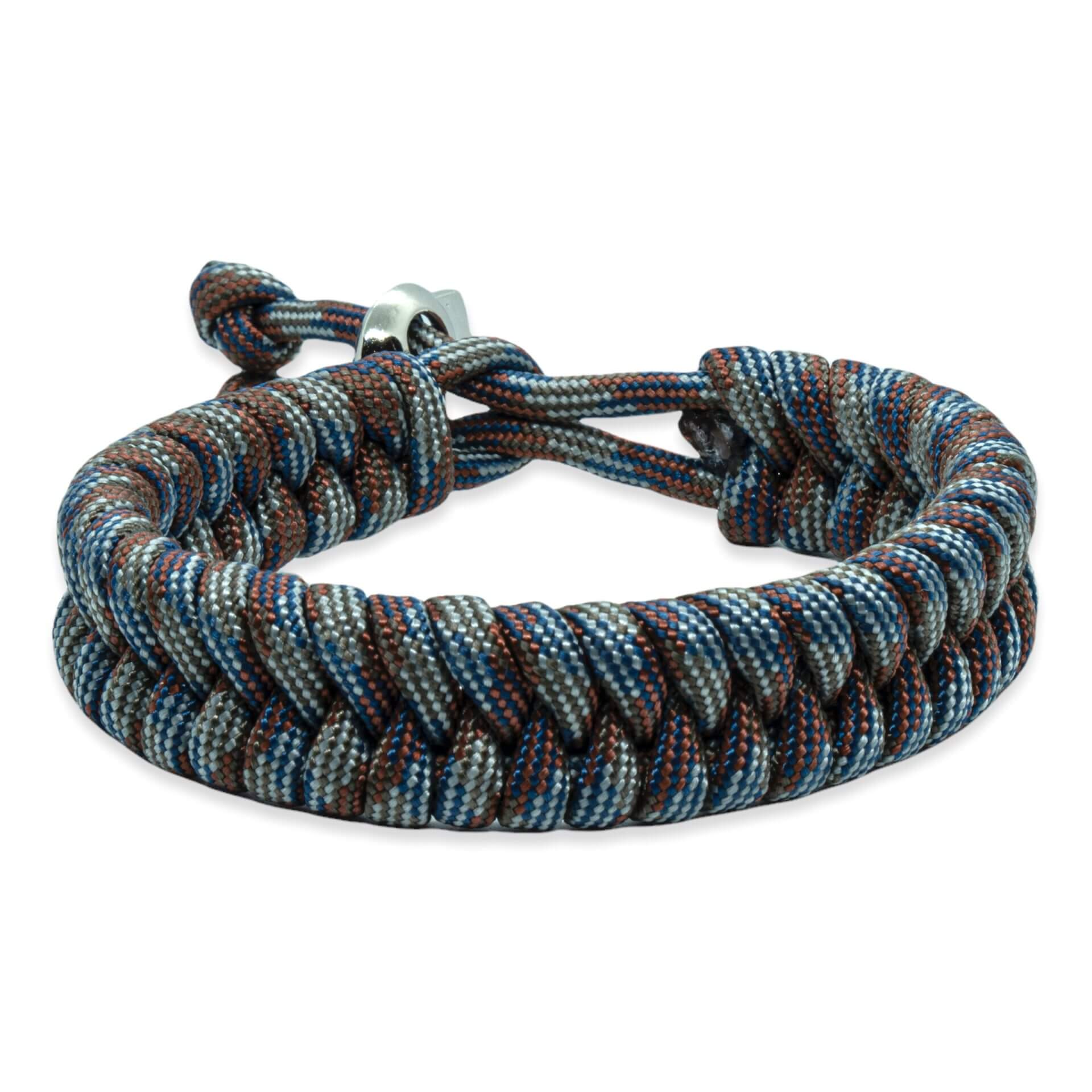 Viking Armband – Scandinavisch Gevlochten Touw (Bruin/blauw/grijs)