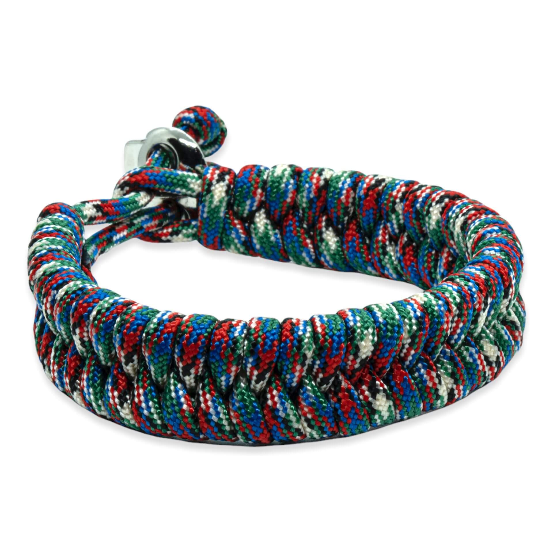 Zweedse staart armband - Groen blauw rood witte touw kleur