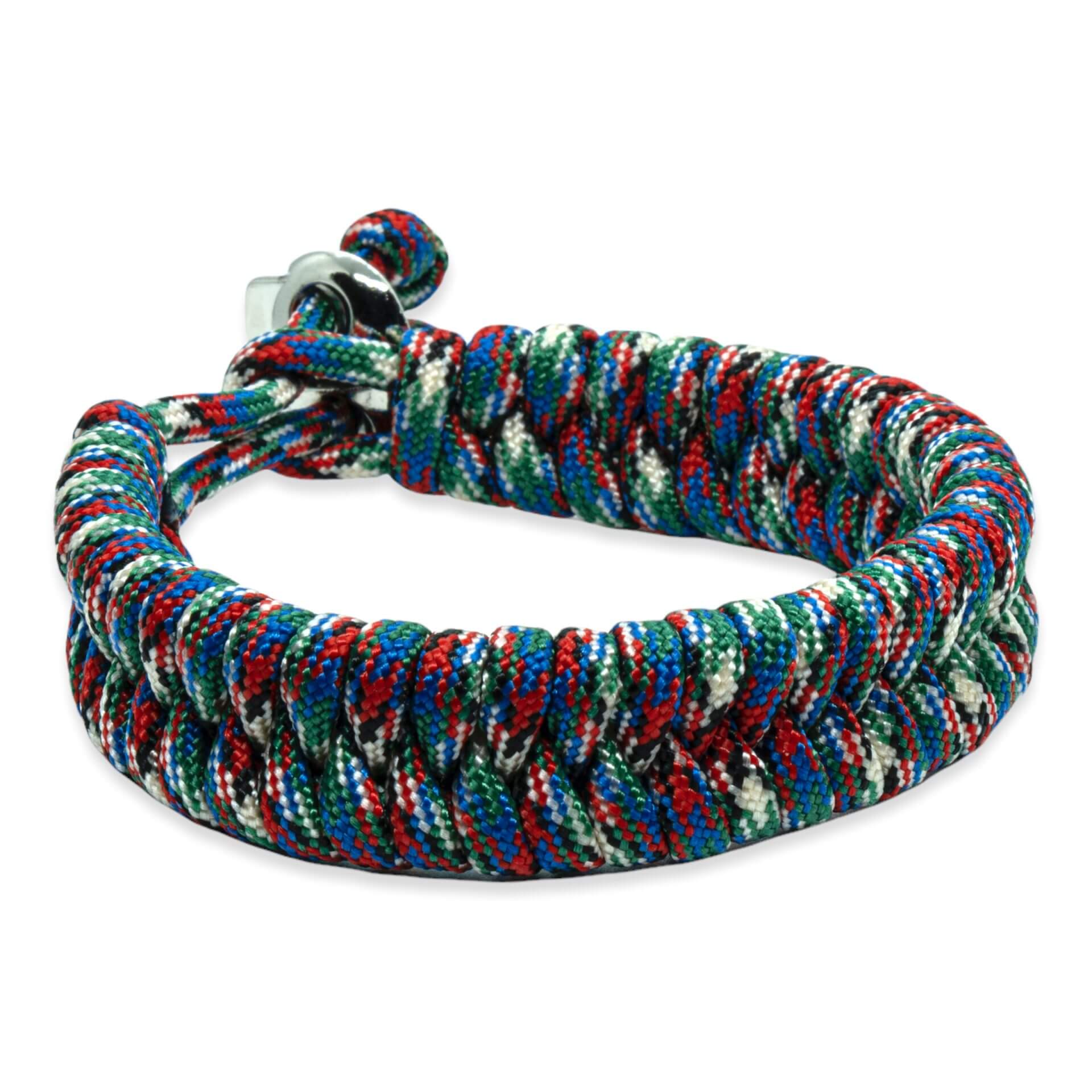 Viking Armband – Scandinavisch Gevlochten Touw (Groen/blauw/rood/wit)