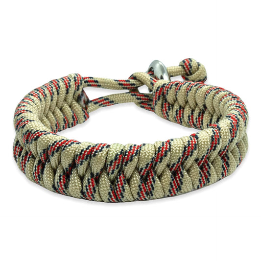 Zweedse staart armband - Beige rood zwarte touw kleur