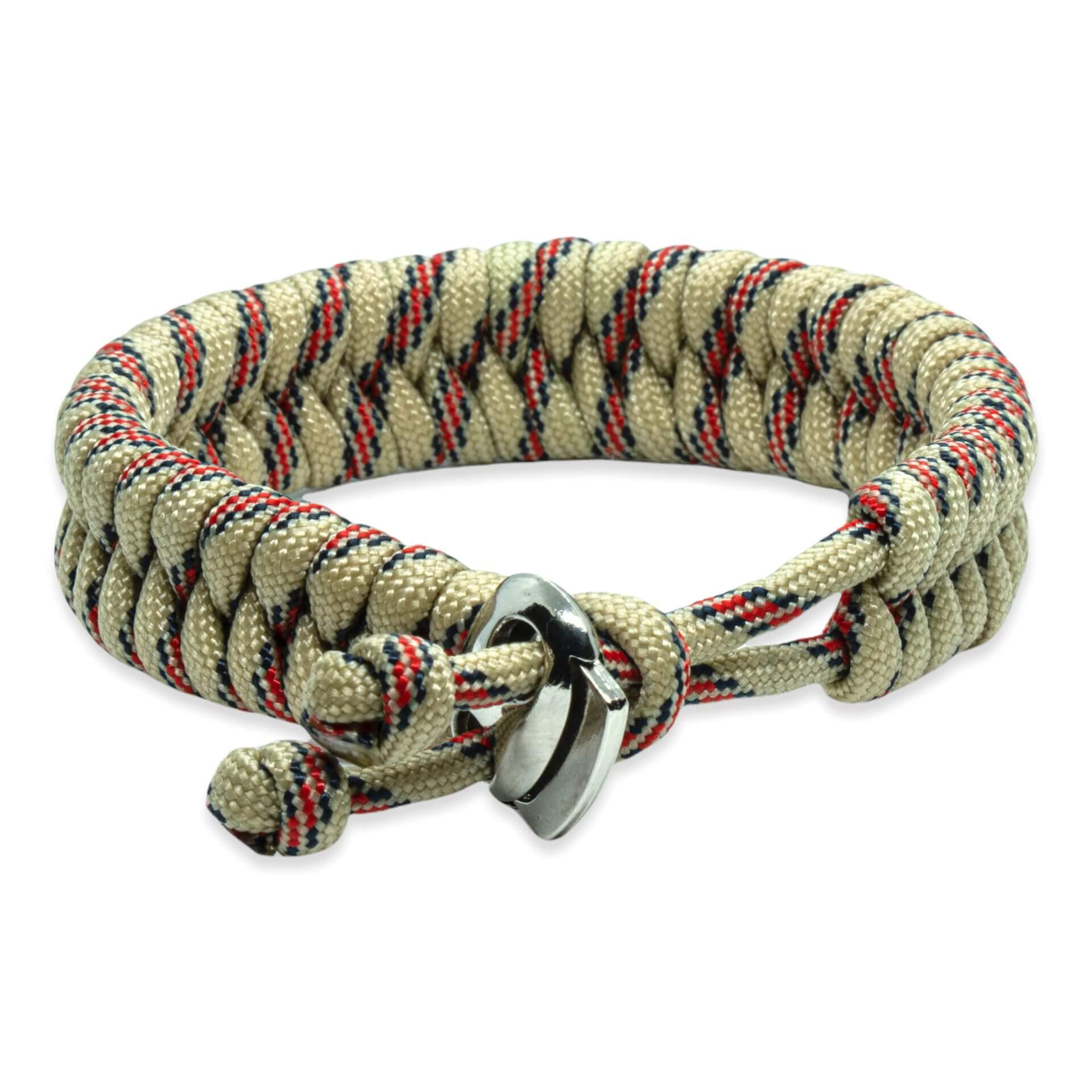 Viking Armband - Scandinavisch Gevlochten Touw (Beige Rood Zwart)