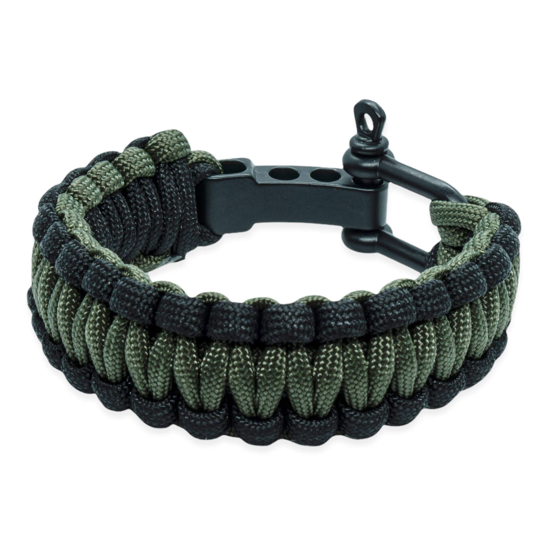 Survival armband – Groen & zwart (verstelbaar)