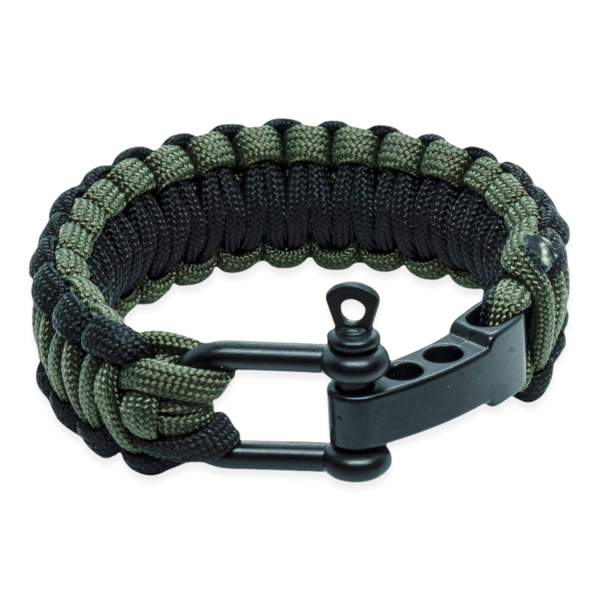 Survival armband – Groen & zwart (verstelbaar)