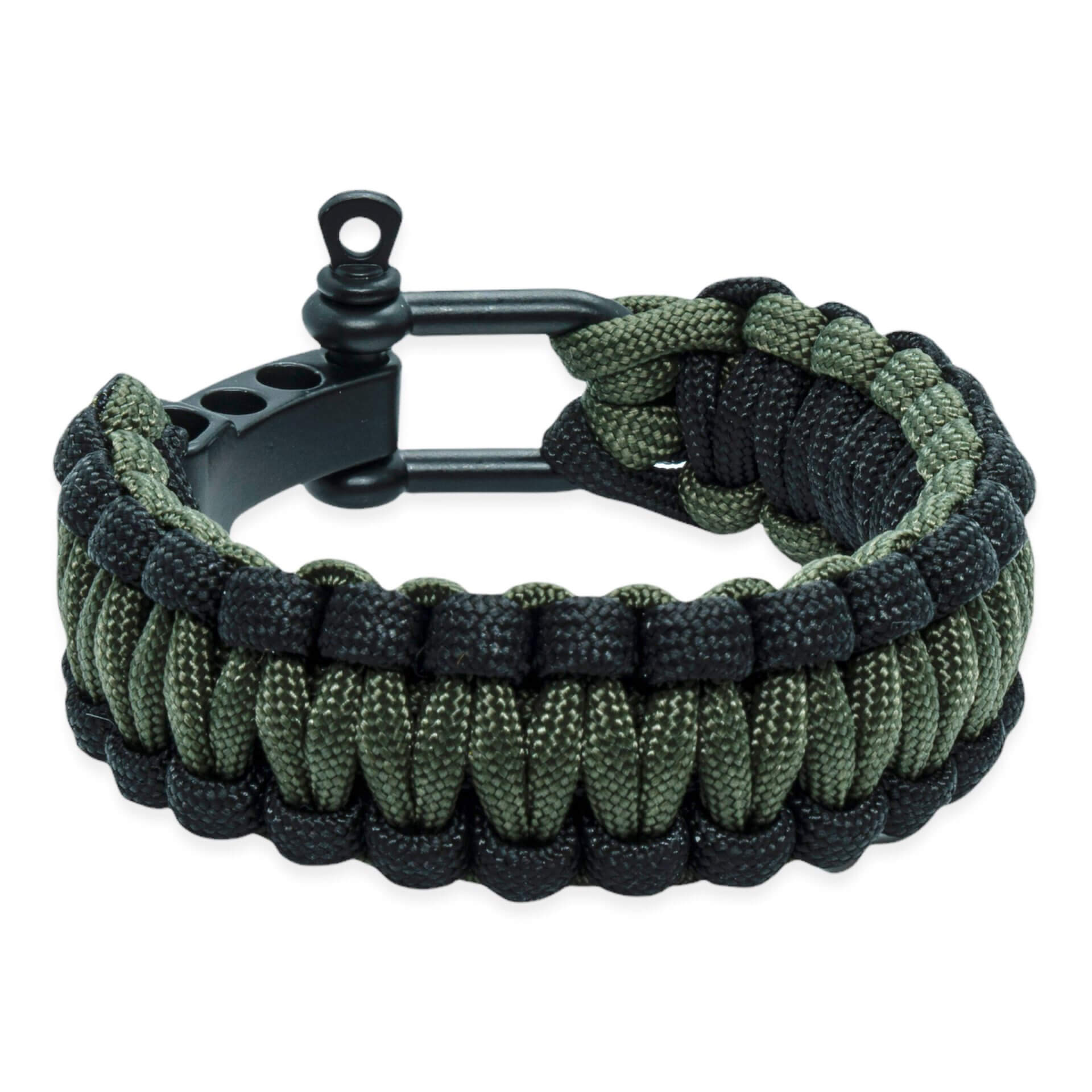 Survival armband – Groen & zwart (verstelbaar)
