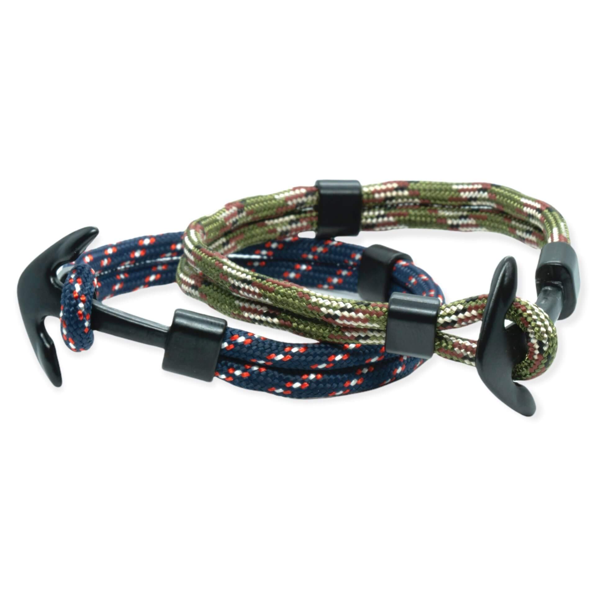 Touw Anker armband Legergroen & Navy Blauw