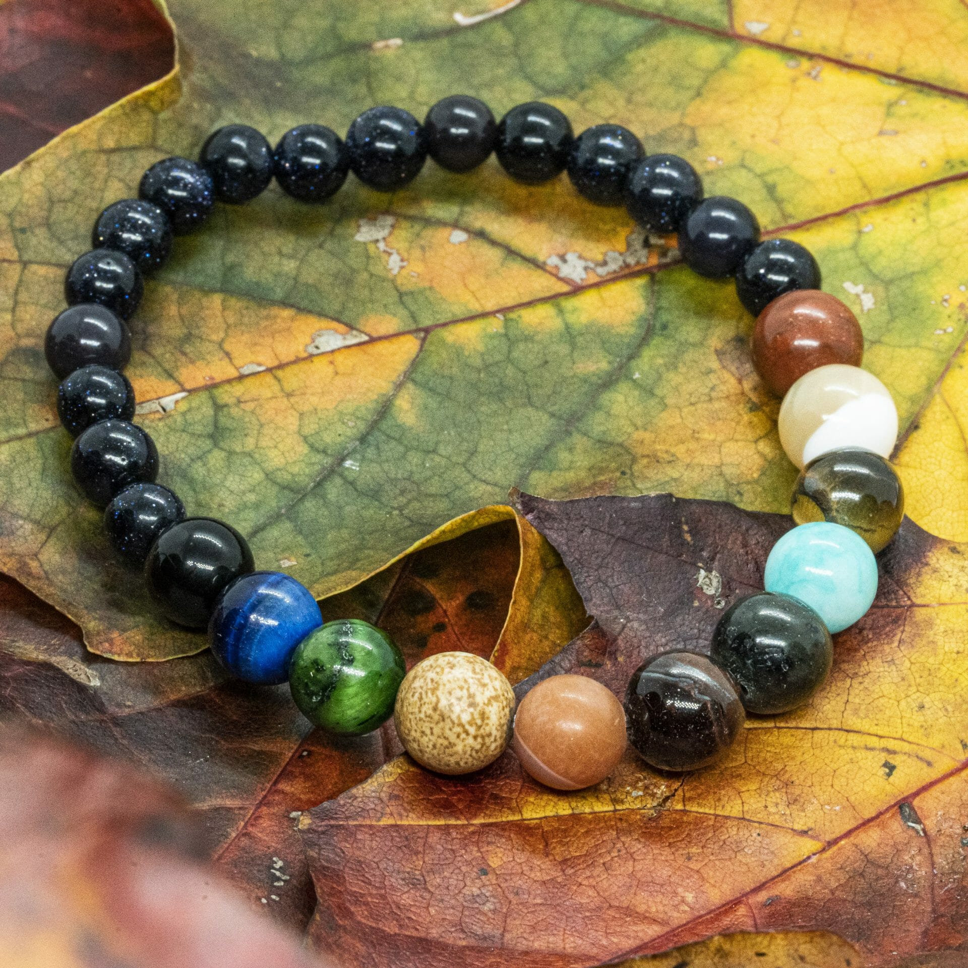 Zonnestelsel & Universum | Small 6 & 8mm Edelsteen Kralenarmband