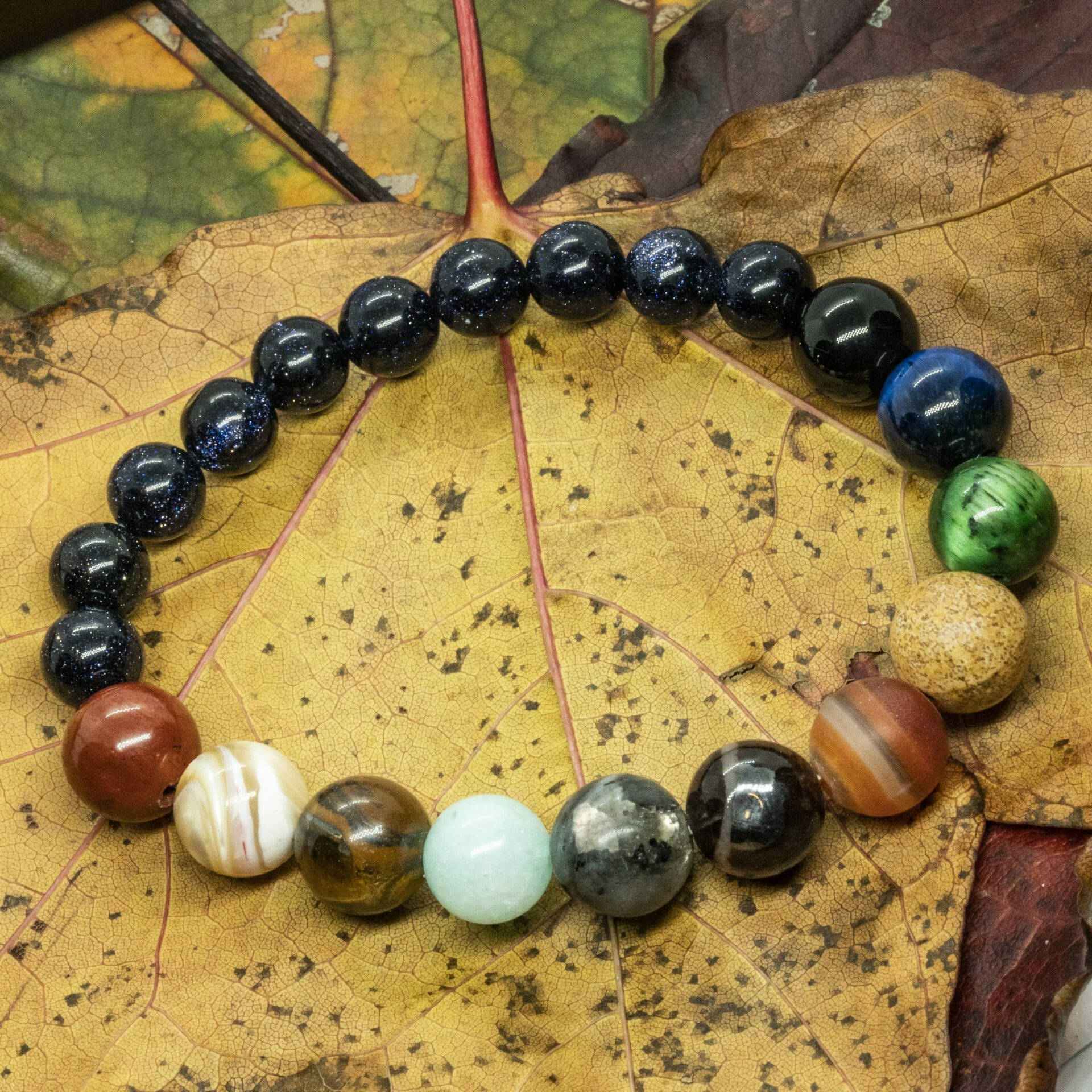 Zonnestelsel & Universum | Large 8 & 10mm Edelsteen Kralenarmband