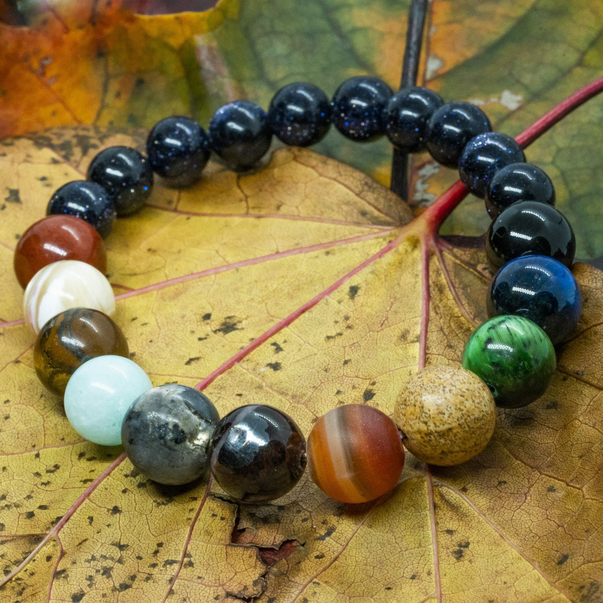 Zonnestelsel & Universum | Large 8 & 10mm Edelsteen Kralenarmband