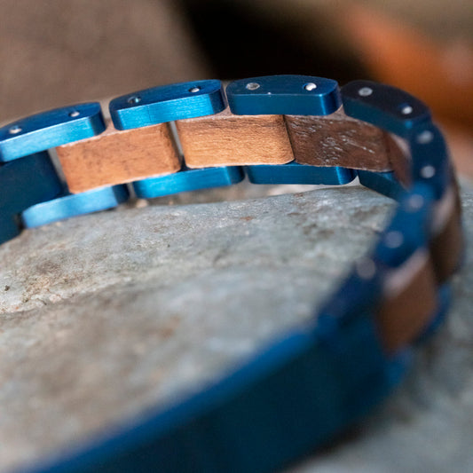 Blauwe gravure armband (TIMBERWOOD)