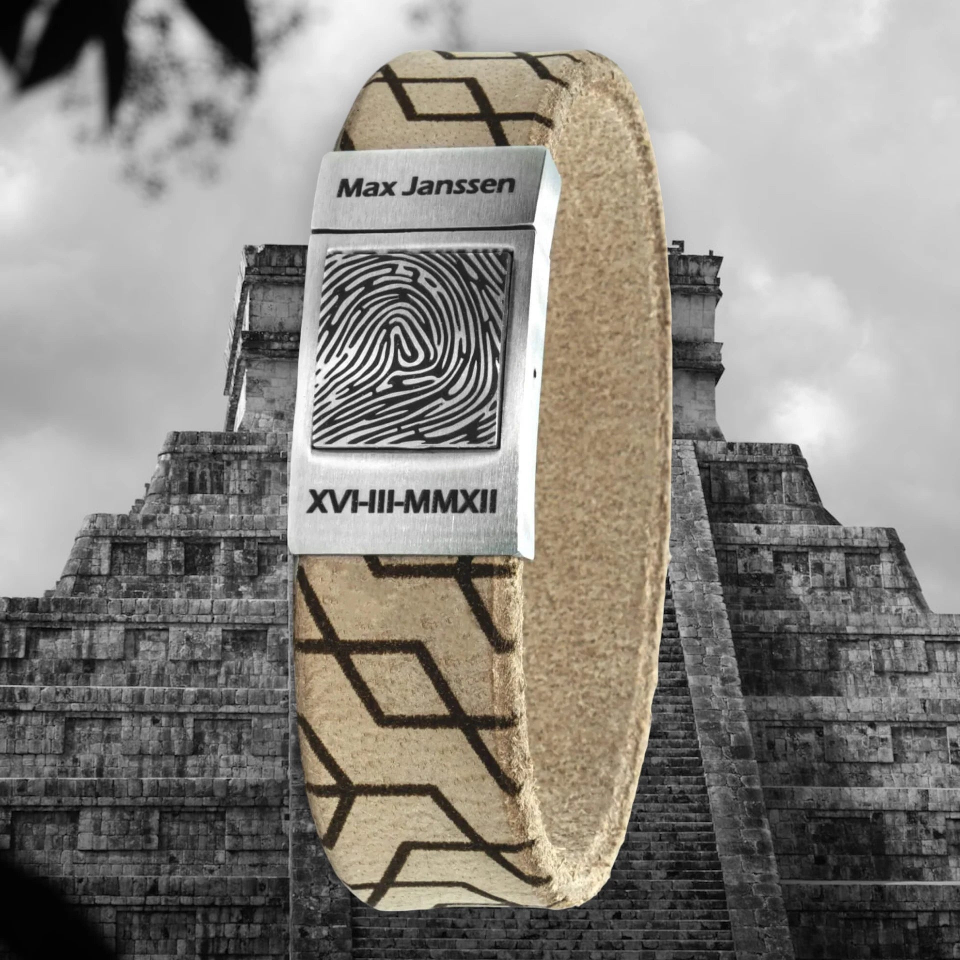 Mayans – Eigen vingerafdruk armband van Vintage leer