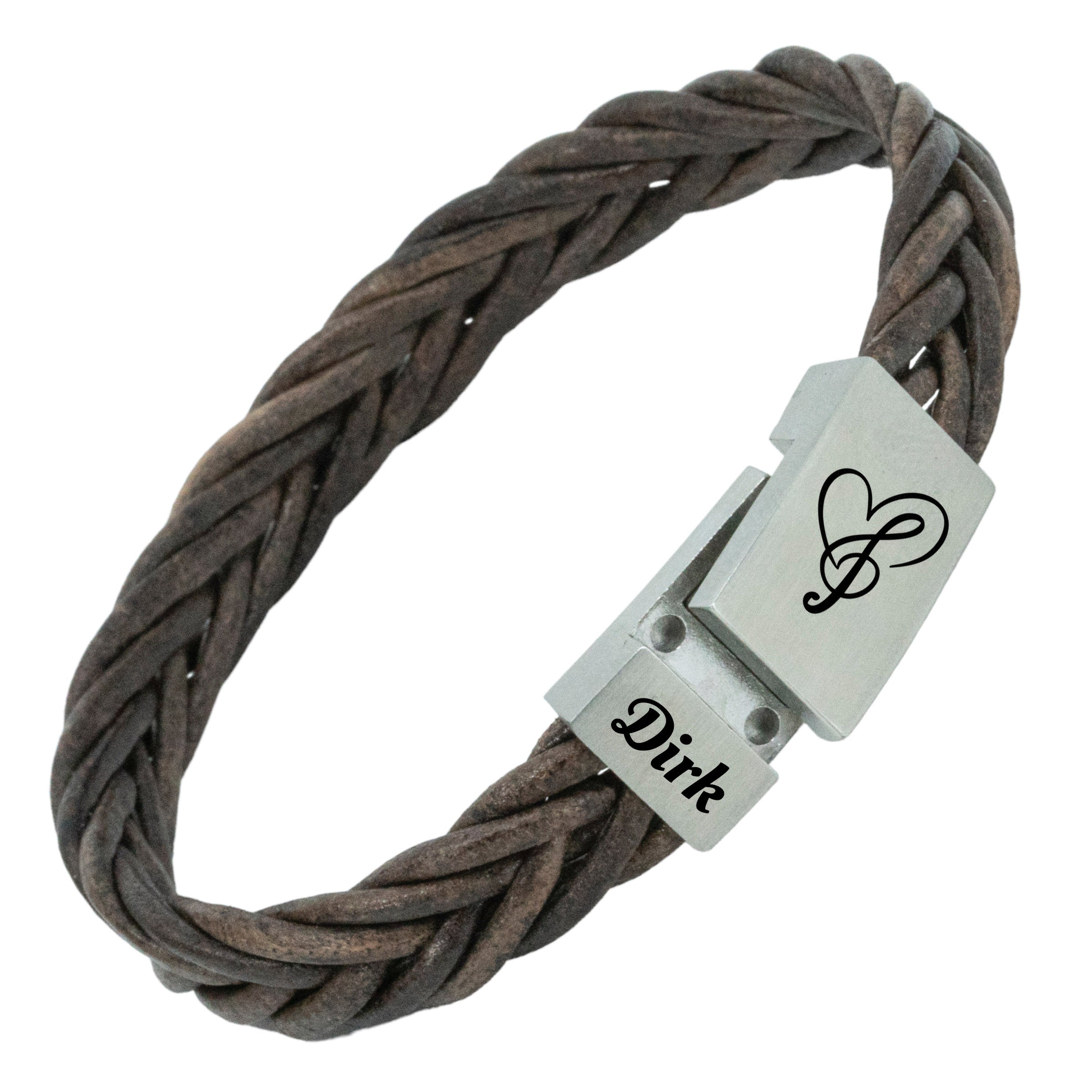 Kleine leren armband met gegraveerde naam – gevlochten leer