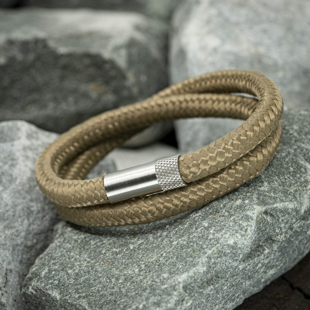Elite armband zilver – zand touw