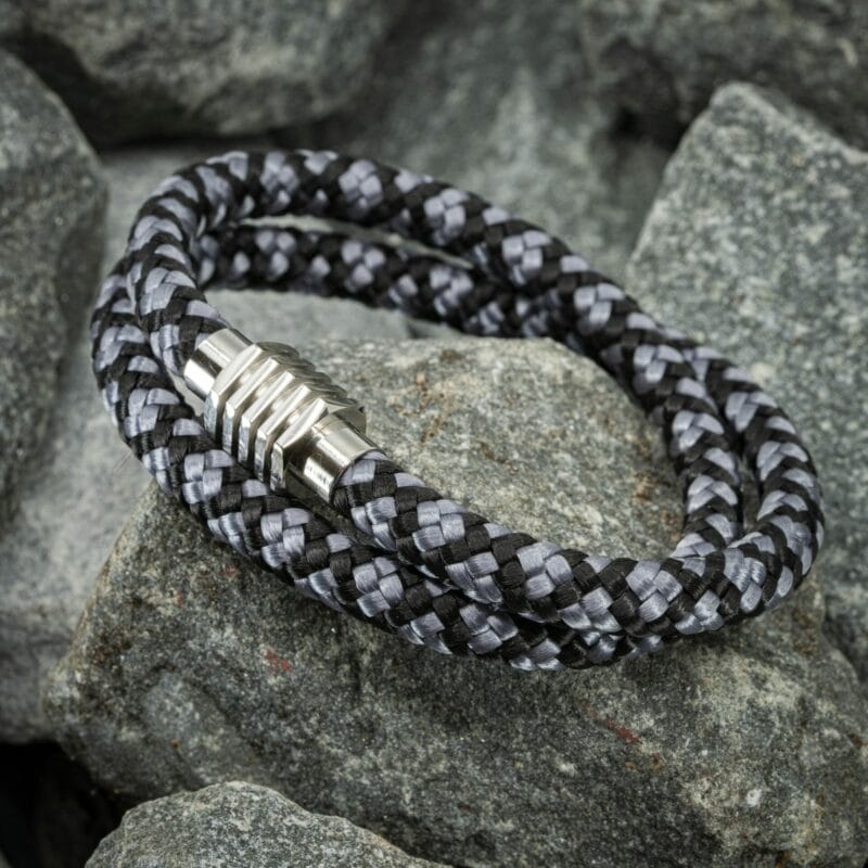 Hexa armband - Grijs / zwart touw
