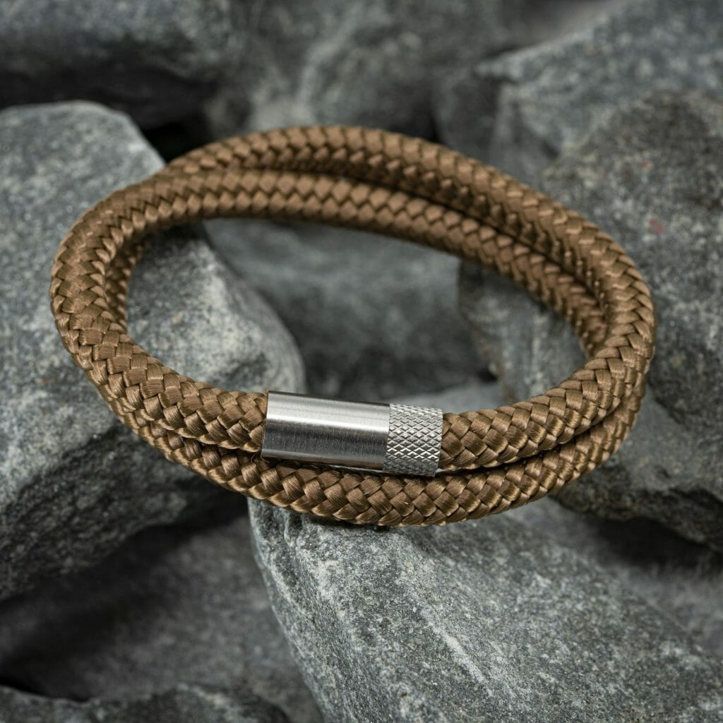 Elite armband zilver – Bruin touw