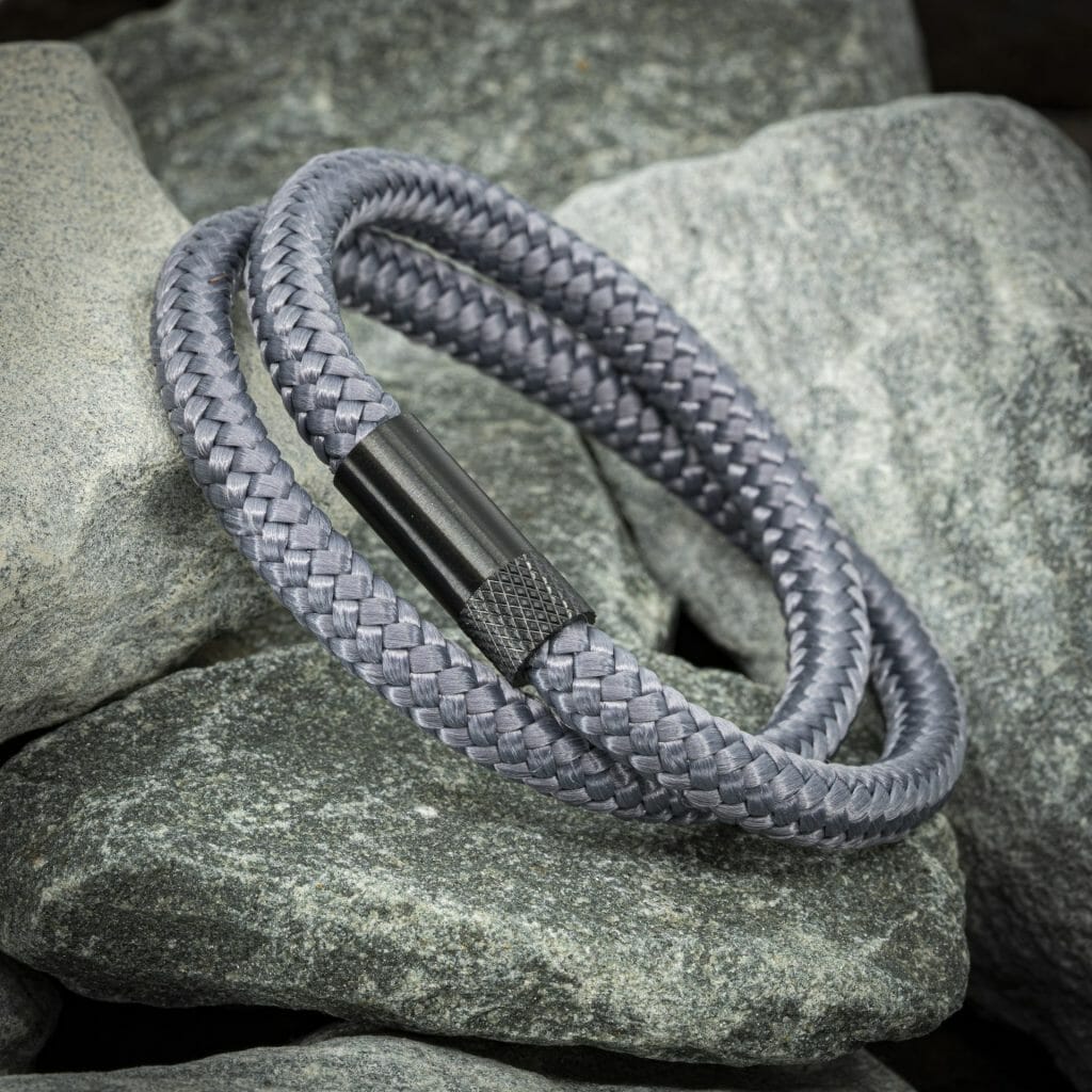 Elite armband zwart – Grijs touw