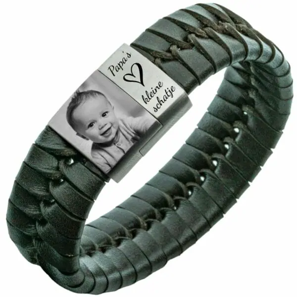 Baby gravure armband met foto en namen