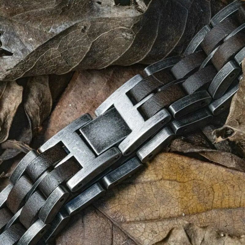 Houten armband voor mannen edelstaal zilver